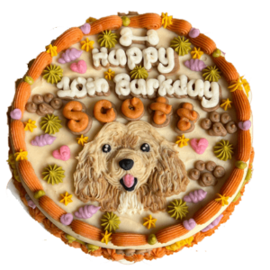 Round Celebration Cake 7" with Pet Portrait dog cake - Custom item: 5 Days Leadtime Required